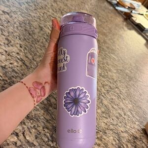 Ello Lavender Stainless Water Bottle with Floral Stickers